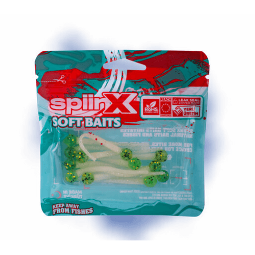 Spiinx Mice Tail 8cm 12p Silikon Yem - PINEAPPLE CLEAR