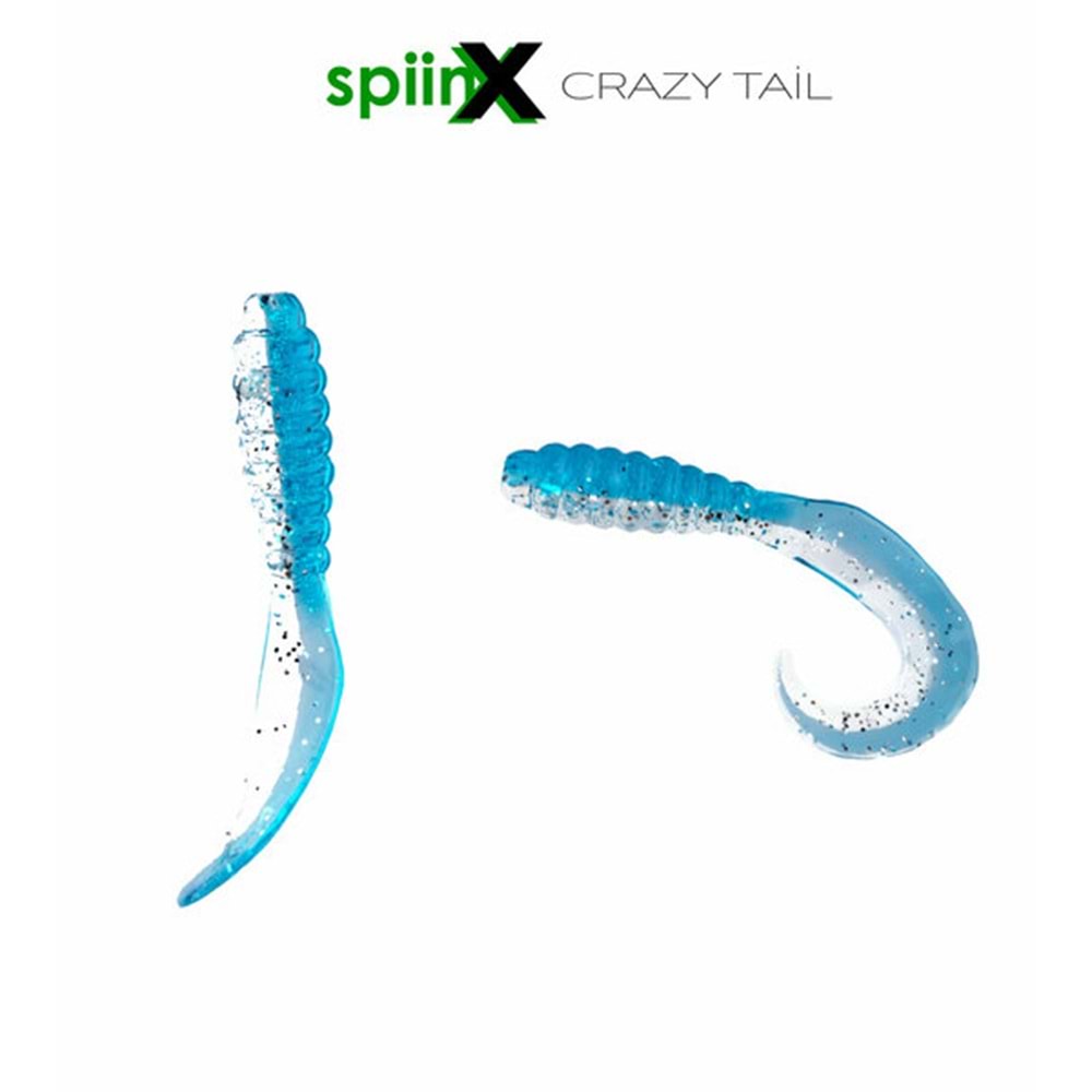 Spiinx Crazy Tail Kuyruk 7.5CM 10P Silikon Yem - BLUE SILVER