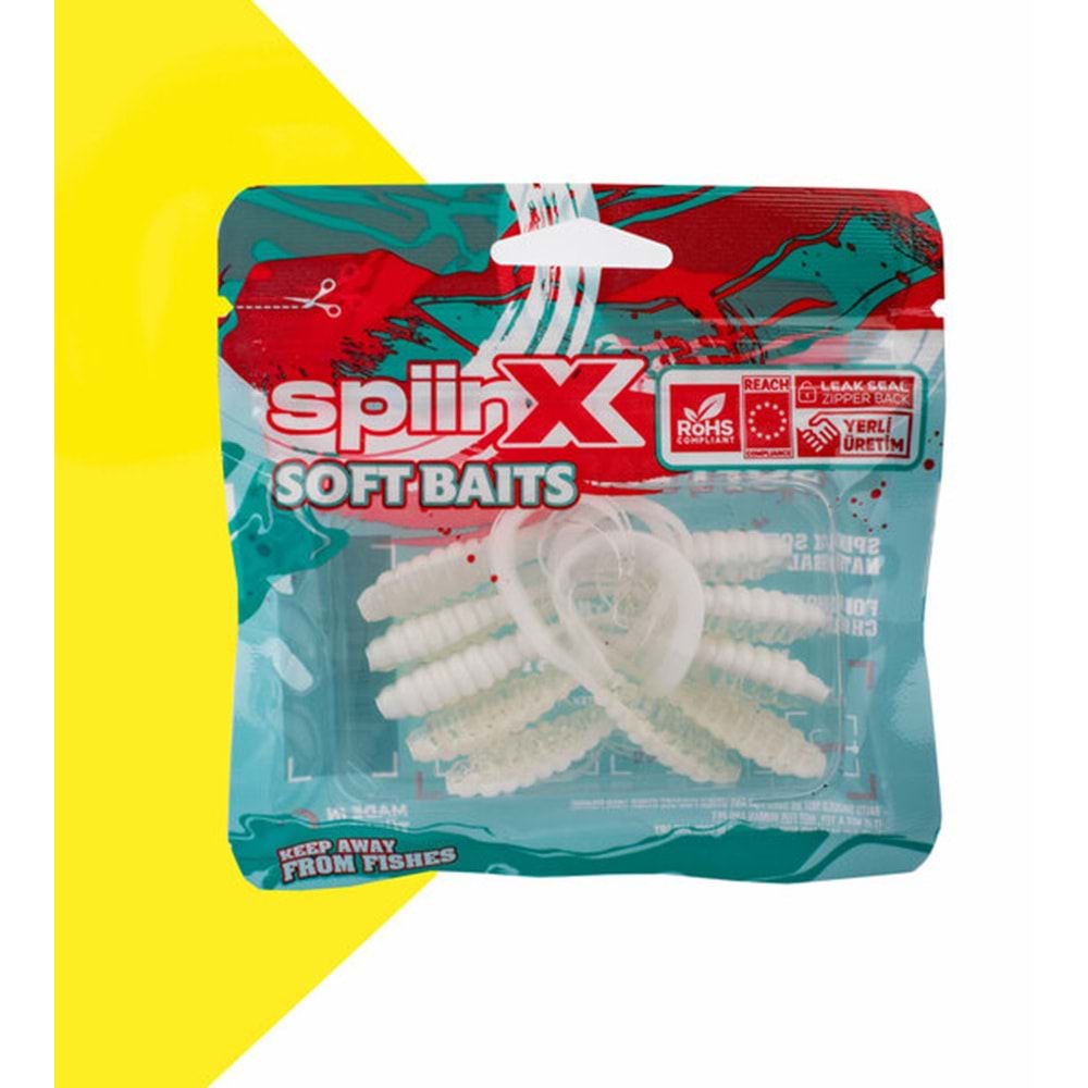 Spiinx Crazy Tail Kuyruk 7.5CM 10P Silikon Yem - CLEAR AND WITE