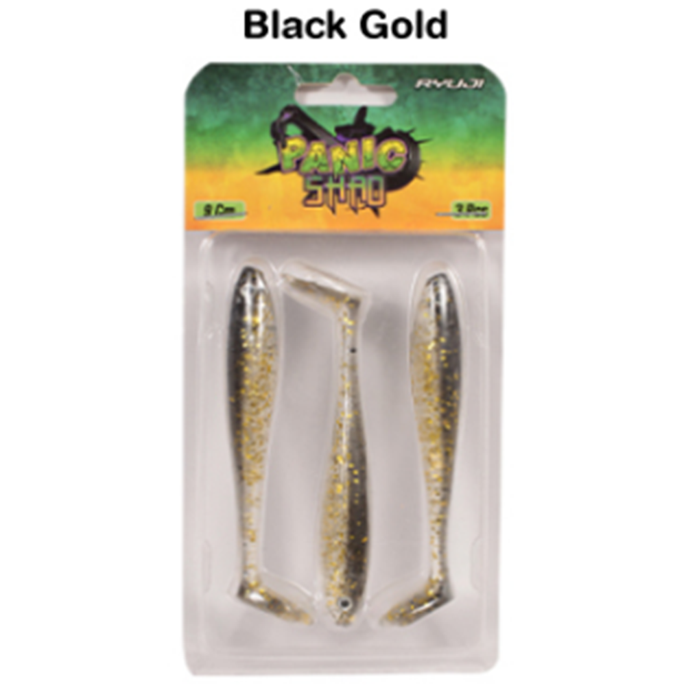 Ryuji Panic Shad 9cm 5.5gr Silikon Yem 3pcs - BLACK GOLD