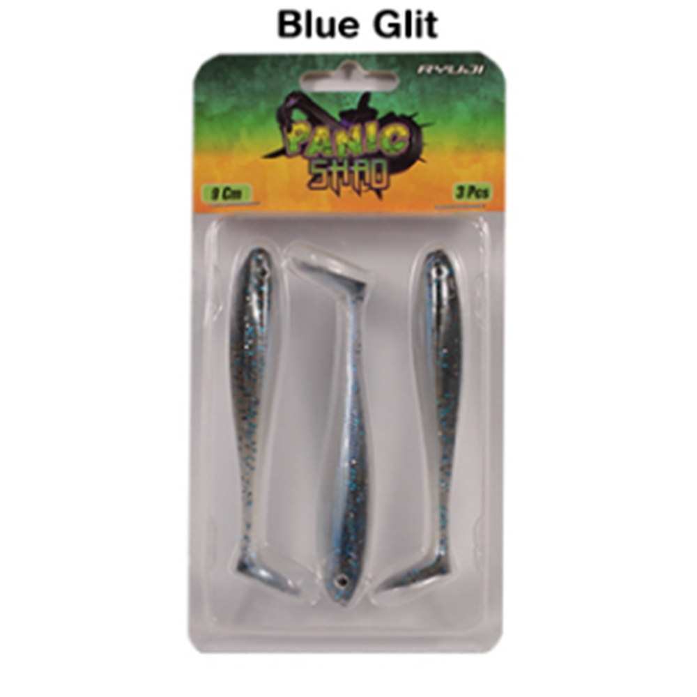 Ryuji Panic Shad 9cm 5.5gr Silikon Yem 3pcs - BLUE GLIT