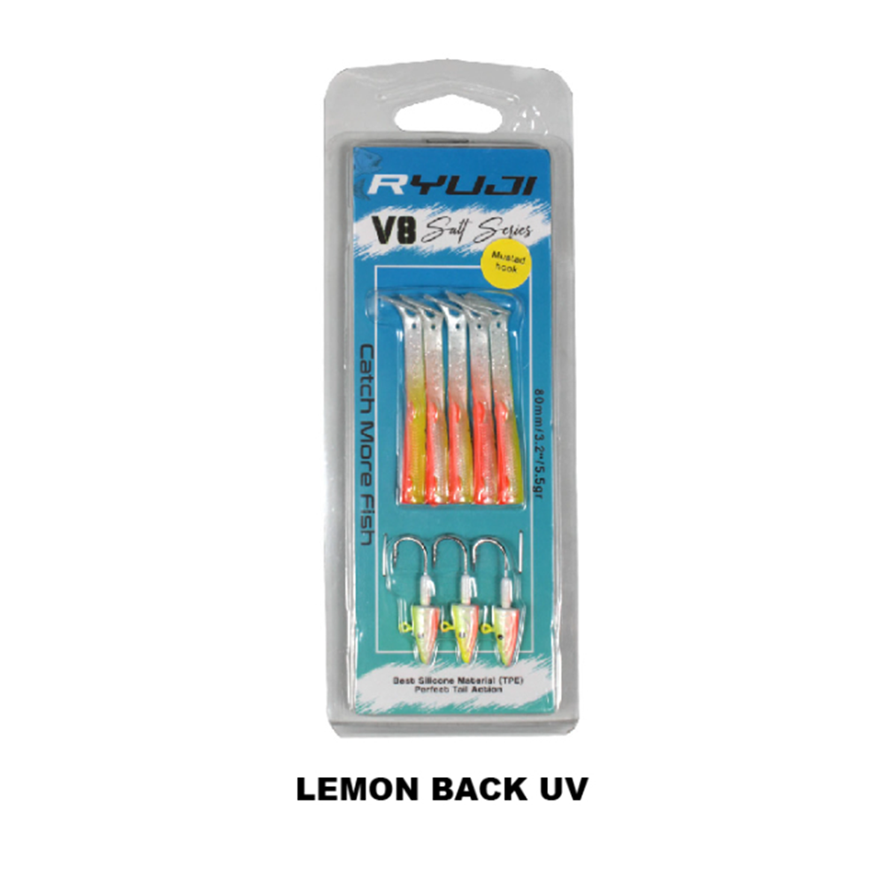 Ryuji V8 8cm 5.5gr Silikon Yem - LEMON BACK UV