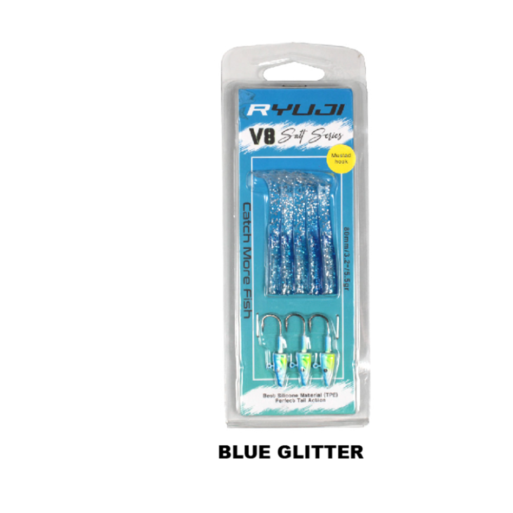 Ryuji V8 8cm 5.5gr Silikon Yem - BLUE GLITTER