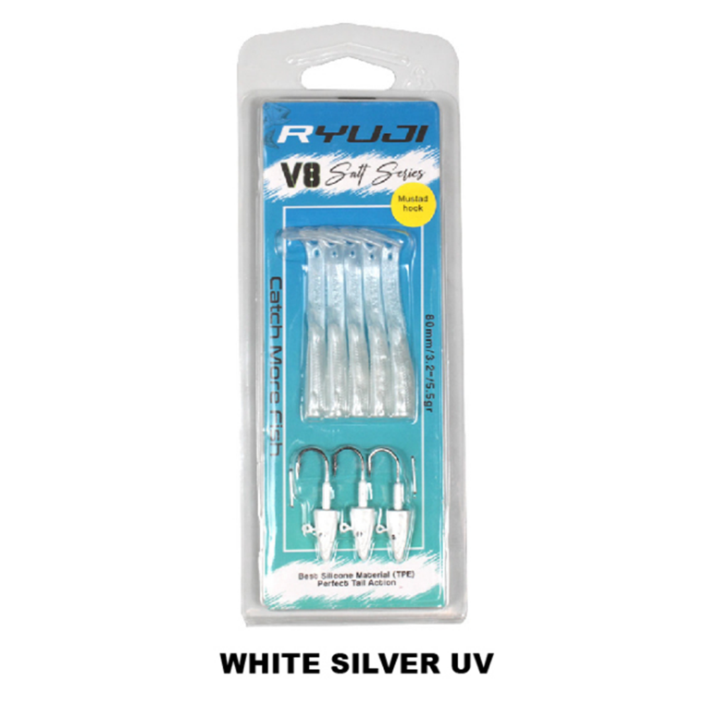 Ryuji V8 8cm 5.5gr Silikon Yem - WHİTE SİLVER
