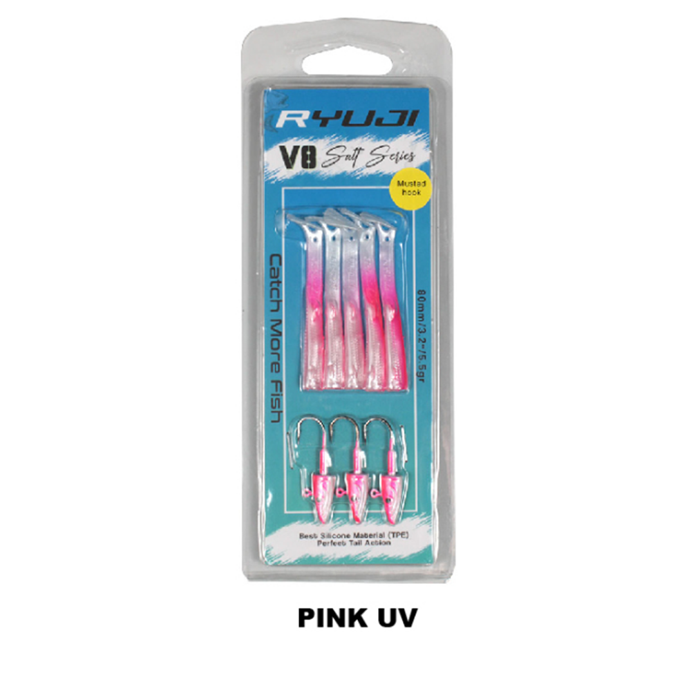 Ryuji V8 8cm 5.5gr Silikon Yem - PINK UV