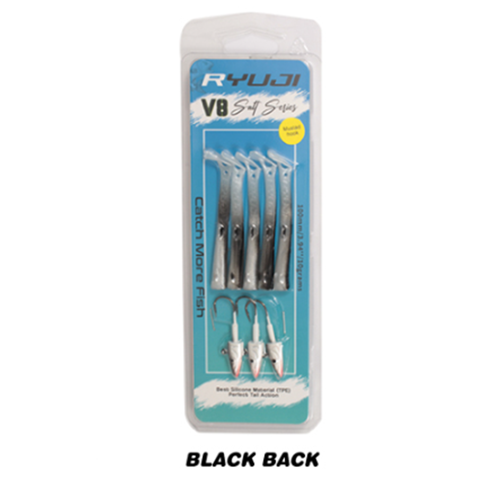 Ryuji V8 10cm 10gr Silikon Yem - BLACK BACK