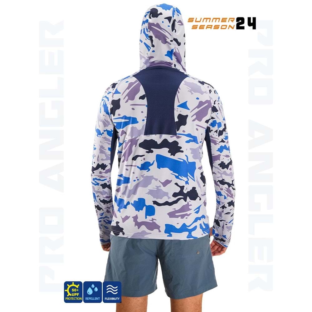 Fujin Pro Angler S24 Buff&Hoodi Natural Blue Camo - 3XL