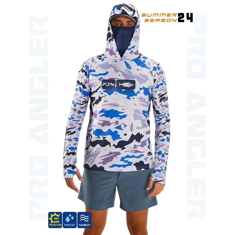 Fujin Pro Angler S24 Buff&Hoodi Natural Blue Camo - XL