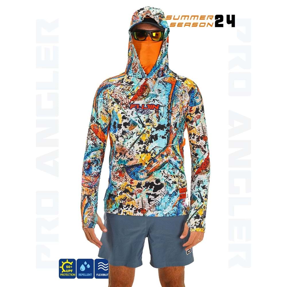 Fujin Pro Angler S24 Buff&Hoodie Makai Orange - XXL