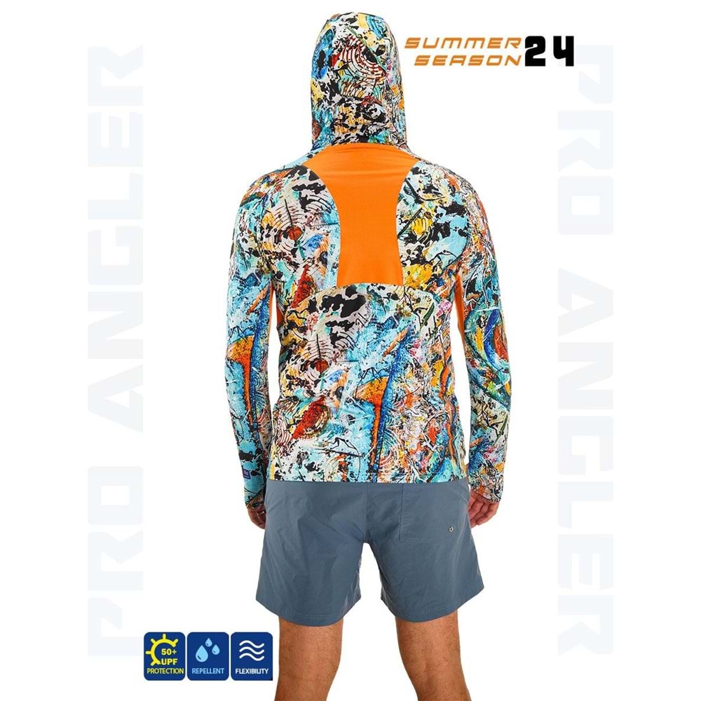 Fujin Pro Angler S24 Buff&Hoodie Makai Orange - XXL
