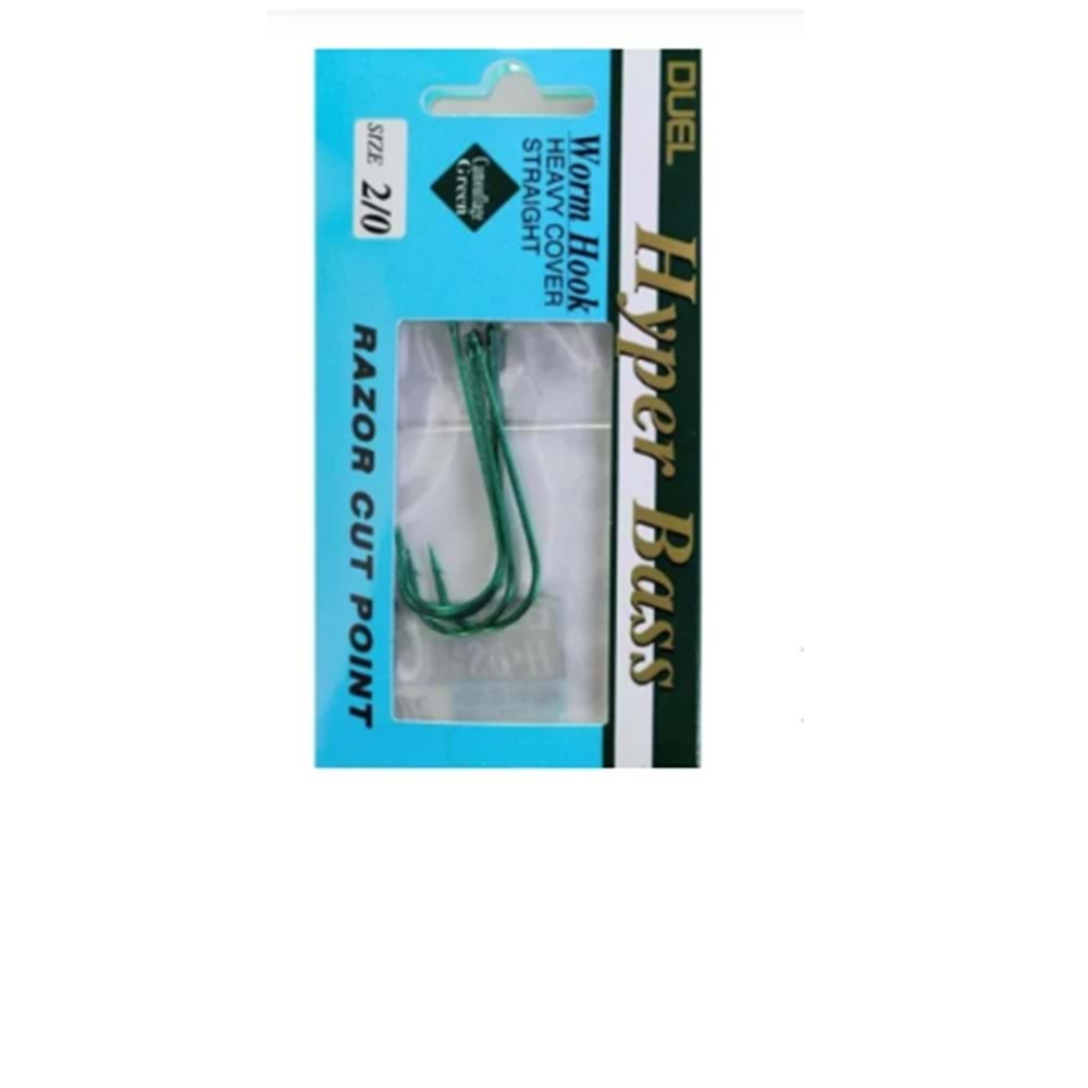 Duel Hyper Bass Worm Hook Green İğne 4 pcs