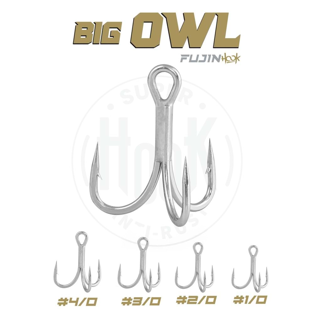 Fujin Big OWL Süper Anti-Rust Üçlü Kanca - 1/0