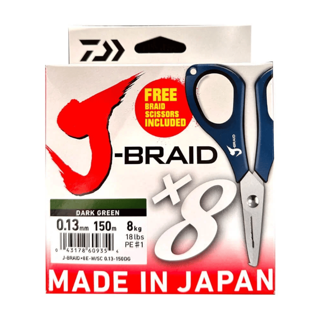Daiwa JBraid 8B Koyu Yeşil 150m İp Misina Makaslı - 0.13 MM