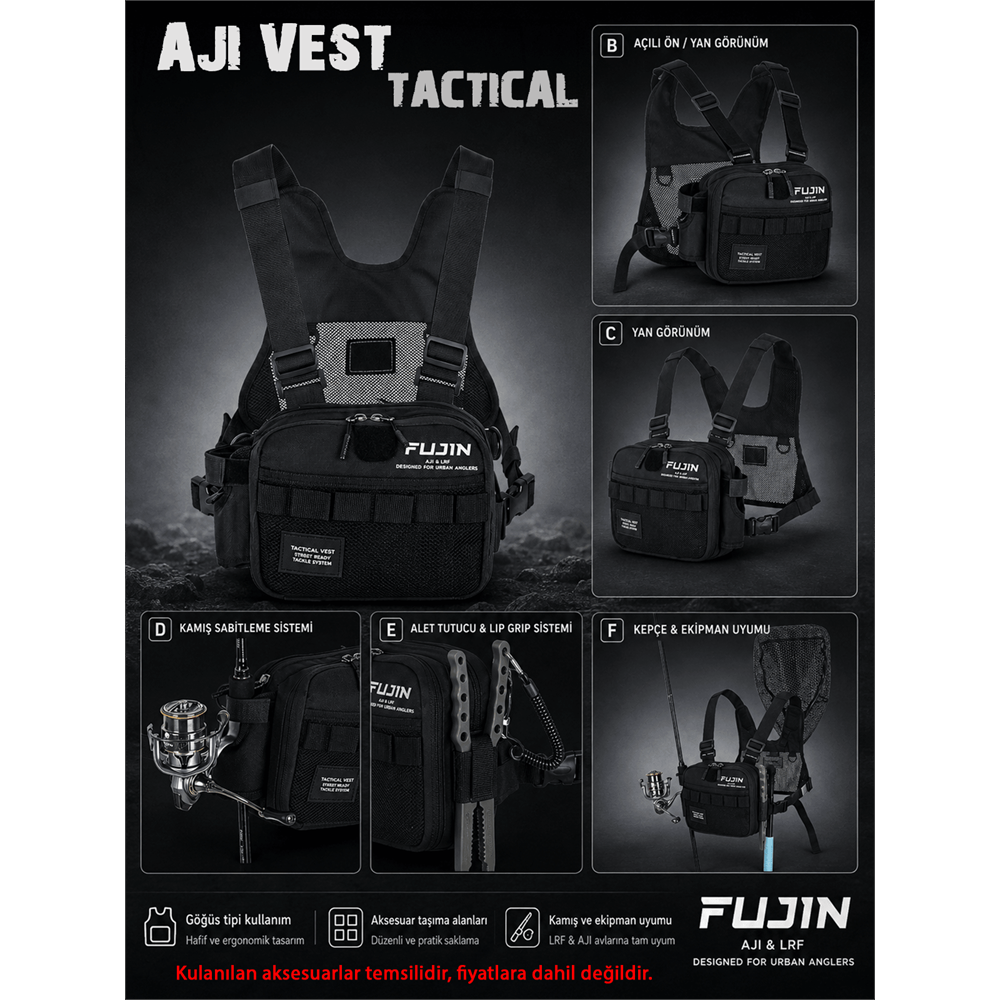 Fujin Tactical Vest Black Balıkçı Çantası