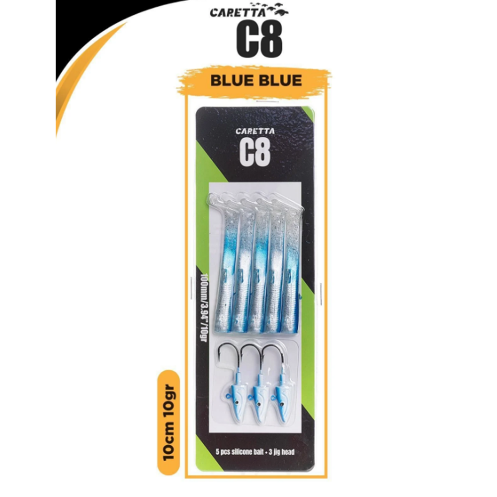 Caretta C8 10cm 10gr Silikon Yemler - BLUE BLUE