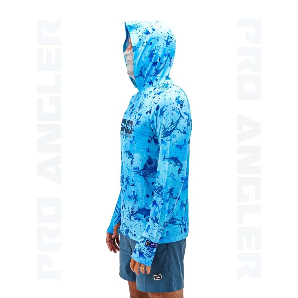 Fujin Pro Angler S24 Buff&Hoodie Blue Fish - XL