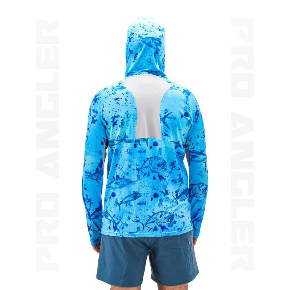 Fujin Pro Angler S24 Buff&Hoodie Blue Fish - XL