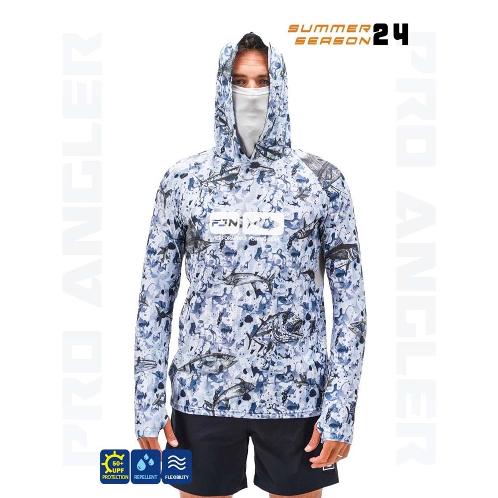 Fujin Pro Angler S24 Buff&Hoodie Black Fish - L