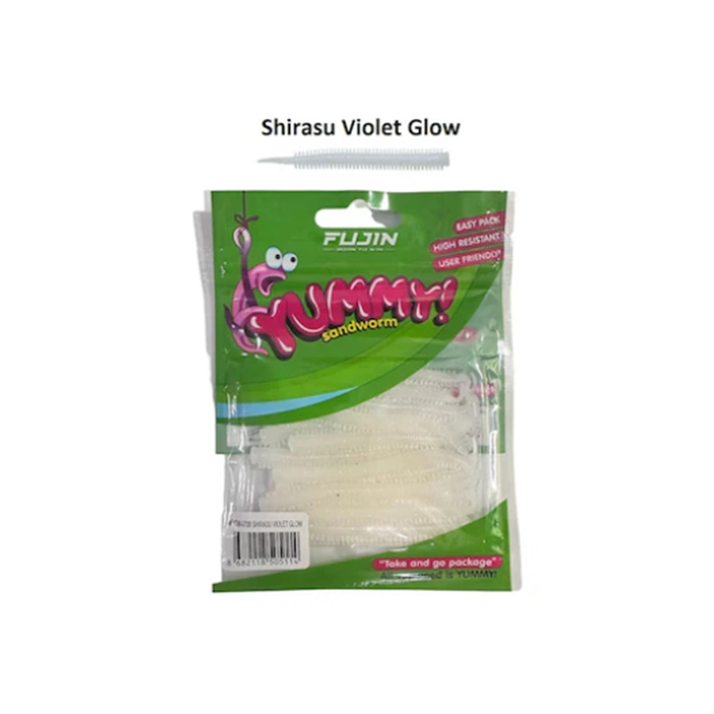 Fujin Yummy Sandworm 7cm LRF Silikonu - SHIRASU VIOLET GLOW