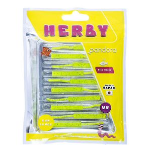 Pandora Balıkçılık Herby Worm 5cm Lrf Silikon Yem(10 Adet) - GREEN GLITTER