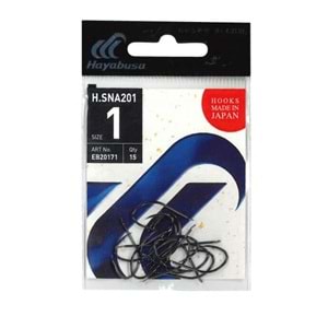 Hayabusa HSNA 201 Kısa Pala Olta İğnesi 15'li Paket Black Nikel - 1