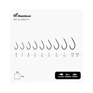 Hayabusa HSNA 201 Kısa Pala Olta İğnesi 15'li Paket Black Nikel