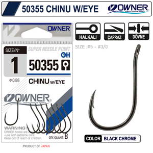 Owner 50355 Chinu W/ Eye Gun Black İğne - 1/0