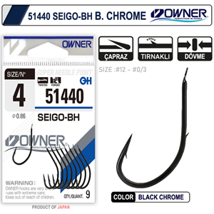 Owner 51440 Seigo-Bh Black Chrome İğne - 3/0