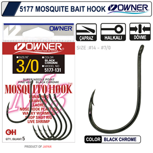 Owner 5177 Mosquito Hook Black Chrome Sinek İğne - 1