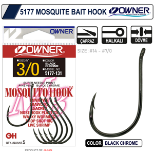 Owner 5177 Mosquito Hook Black Chrome Sinek İğne - 4