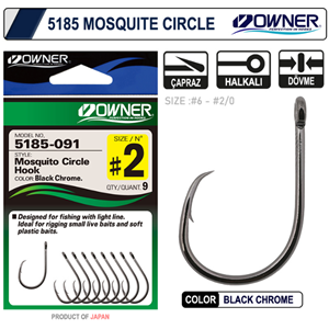 Owner 5185 Mosquito Circle Black Chrome Sinek İğne - 1/0