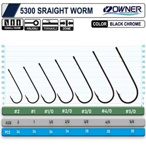 Owner 5300 Straight Shank Black Chrome İğne