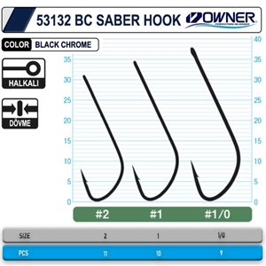 Owner 53132 Saber Hook Black Chrome İğne - 4