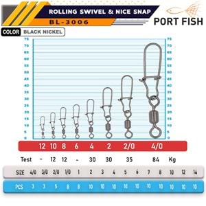 Portfish BL-3006 Bilyalı Kilitli Klips - 6