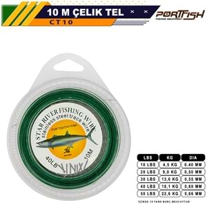 Portfish Çelik Telli 10 metre - BURÇLU - 40LB