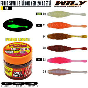 Wily Fluid Sıvılı 40 mm 20 Adetli Silikon Yem