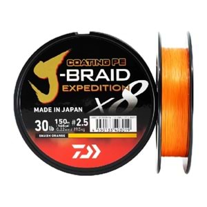 Daiwa Jbraid Expedition 8 Braid 150M Smash Orange İp Misina - 0.16 MM