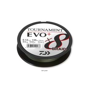 Daiwa Tournament EVO+ 8B Dark Green İp Misina (135m) - 0.12MM