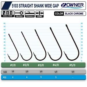 Owner 5103 Straight Shank Wide Gap Uzun Pala Lüfer İğnesi - 2/0