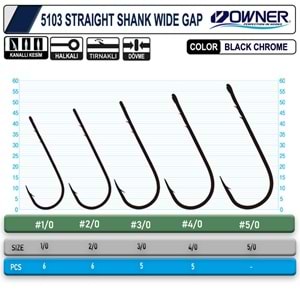 Owner 5103 Straight Shank Wide Gap Uzun Pala Lüfer İğnesi