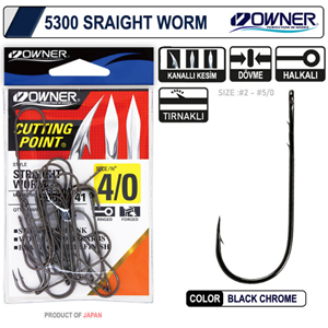 Owner 5300 Straight Shank Black Chrome İğne - 1/0