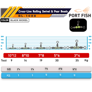Portfish BL-1088 Üçlü Fosforlu Bilyalı Fırdöndü - 10*12