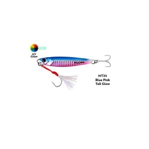 Fujin Jig-X 40gr Shore Jigging Jig Yem - MT24 BLUE PINK TAIL GLOW