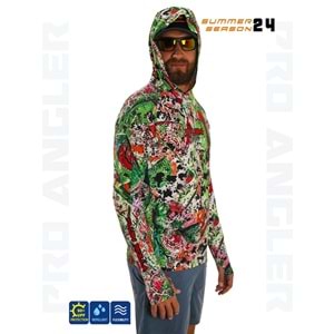 Fujin Pro Angler S24 Hooded Makai Green Red - XXL