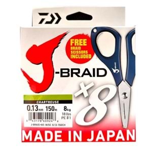 Daiwa JBraid 8B Chartreuse 150m İp Misina Makaslı