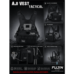 Fujin Tactical Vest Black Balıkçı Çantası