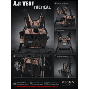 Fujin Tactical Vest Brown Camo Balıkçı Çantası