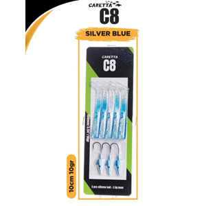Caretta C8 10cm 10gr Silikon Yemler - SILVER BLUE