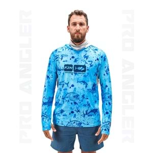 Fujin Pro Angler S24 Buff&Hoodie Blue Fish - 3XL