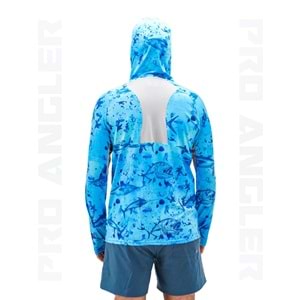 Fujin Pro Angler S24 Buff&Hoodie Blue Fish - 3XL